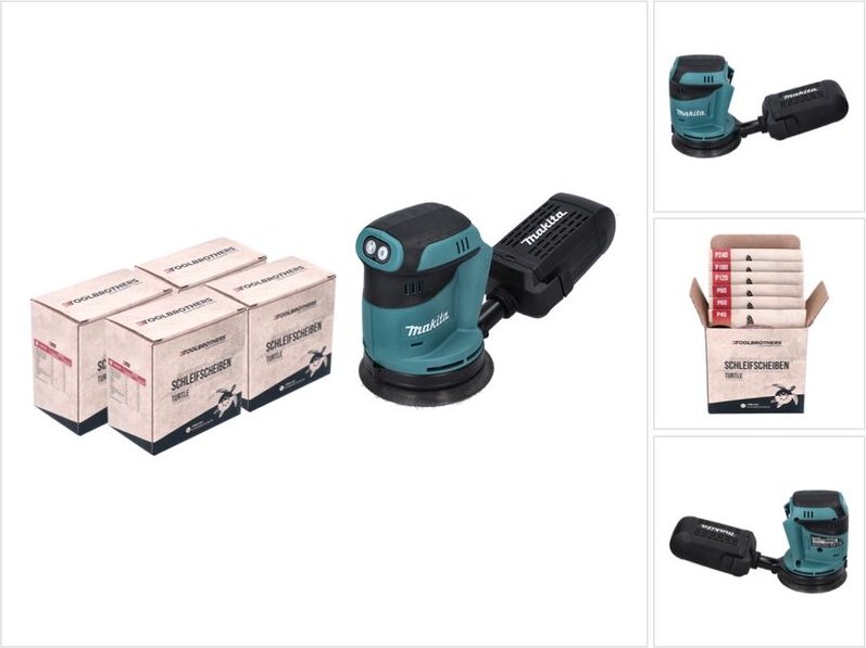 Thumbnail - Dbo 180 z Akku Exzenterschleifer 18 v 125 mm + 4x Toolbrothers turtle Schleifset - ohne Akku, ohne Ladegerät - Makita