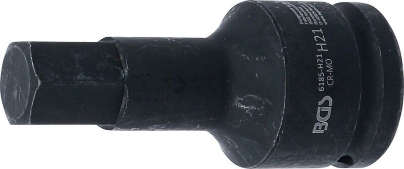 BGS 6185-H21 Kraft-Bit-Einsatz, Länge 100 mm, Antr ieb Innenvierkant 20 mm (3/4"), Innensechskant 21