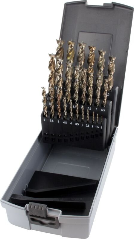 Spiralbohrer Set für Holz, 25-teilig, hss, Holzbohrer 1-13 mm, mit Box - Famag
