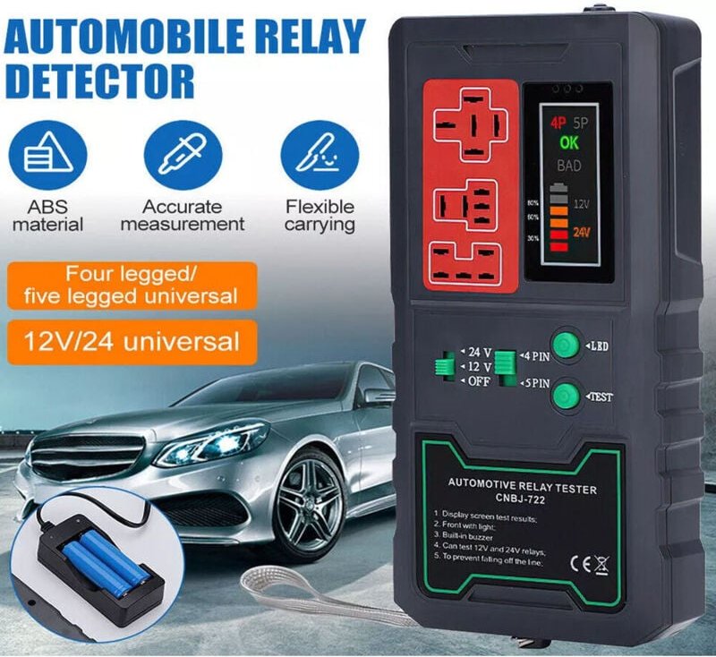Ej.life - 12V 24V Testeur de Relais Automobile avec Affichage à led testeur de Relais Automobile électronique Outil de v...
