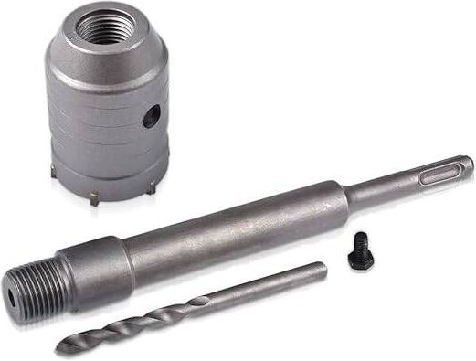 40 mm Beton-Lochsägen-Bit mit 200 mm SDS-Plus-Adapter + Spiralbohrer + Positionierungsschraube, für Ziegel, Beton, Zemen...