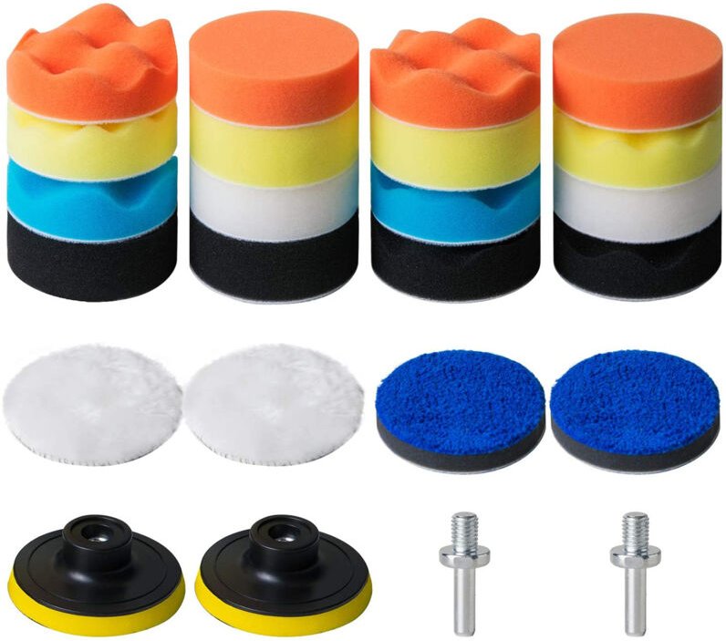 24Pcs 3-in Polieren Pad Kit Schwamm Polieren Pads für Auto Schaum Bohrer Polierer Wachsen