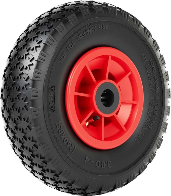 Rad 3.00-4 85 x 260 mm 90 kg, Schubkarren Komplettrad mit Kunststofffelge, Winkelventil, Luftreifen für Sackkarre, Bolle...