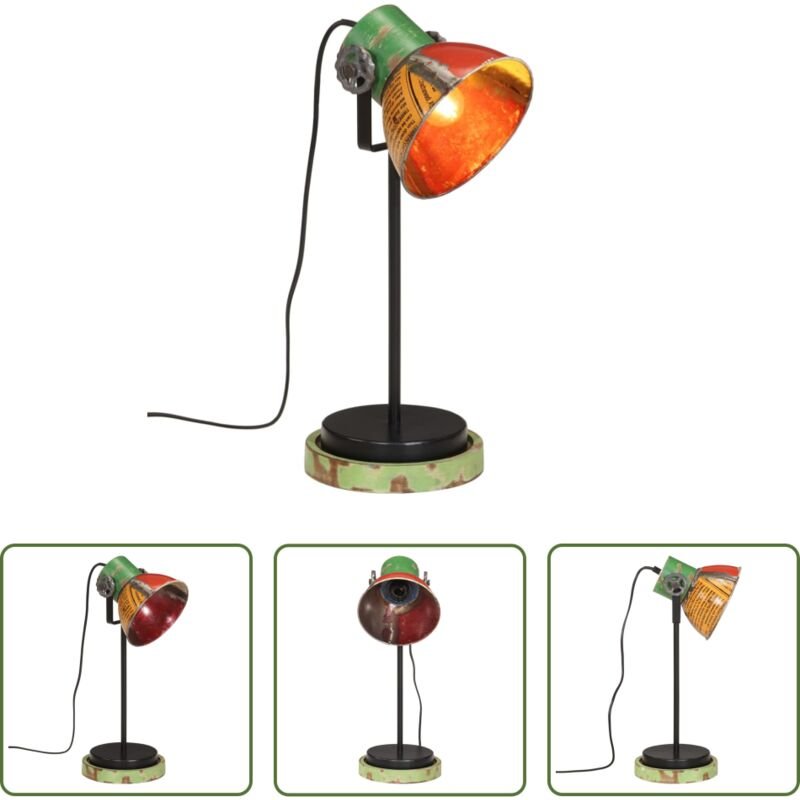 vidaXL Holzlampe - Schreibtischlampe 25 W Mehrfarbig 17x17x50 cm E27