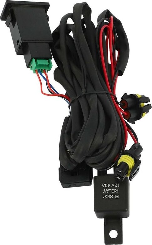 Woosien - Satz Kabelbaum-Steckdosen + Schalter mit LED-Anzeigen, Relaiskabel für Nebelscheinwerfer