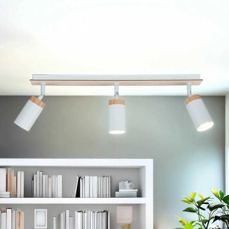 Licht-erlebnisse - Strahler Wohnzimmer L:72cm Weiß mit Holz GU10