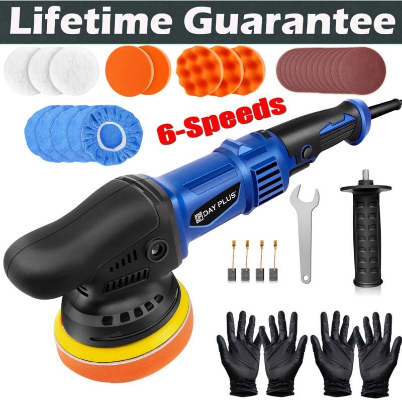 Dayplus - Exzenter Poliermaschine Polierer Poliergerät 120mm Politur 6 Geschwindigkeiten