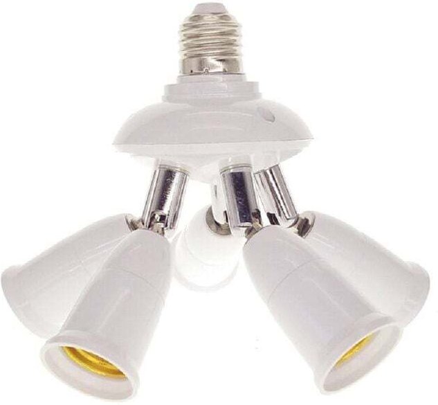 3-in-1 E27-Sockeladapter-Splitter, E26/E27 Standard-LED-Lampensockel, Kronleuchter-Sockelkonverter mit 360°- bis 180°-Ne...
