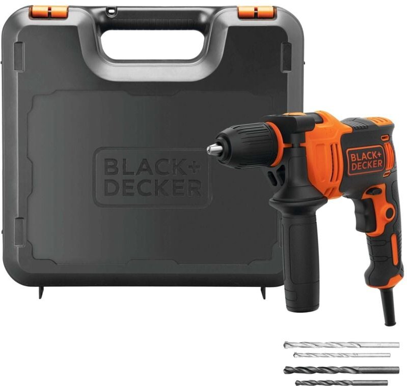 Akku-Schlagbohrmaschine – 710 w – black+decker – mit Koffer, Seitengriff, 4 Bits – BEH710K-QS
