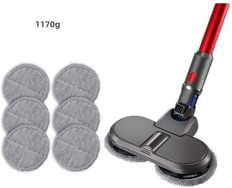 Elektrischer Wischkopf für Dyson V7 V8 V10 V11 V15 Staubsauger mit abnehmbarem Wassertank, 1 Set Wischkopf + 6 Pads