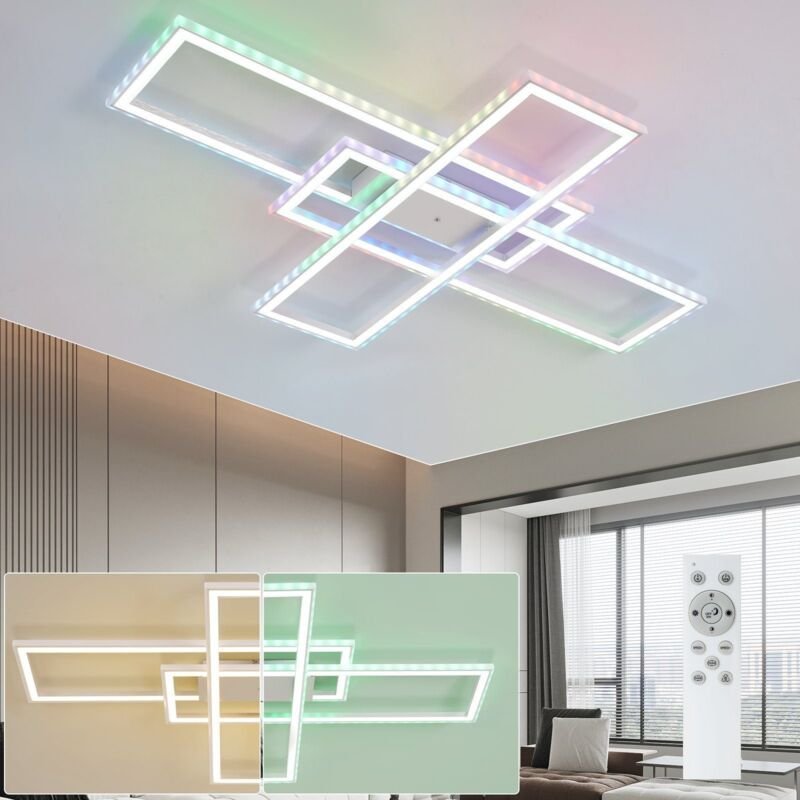 Thumbnail - Deckenlampe led Deckenleuchte Wohnzimmer - Wohnzimmerlampe rgb Farbwechsel mit Fernbedienung Schlafzimmerlampe Dimmbar M...
