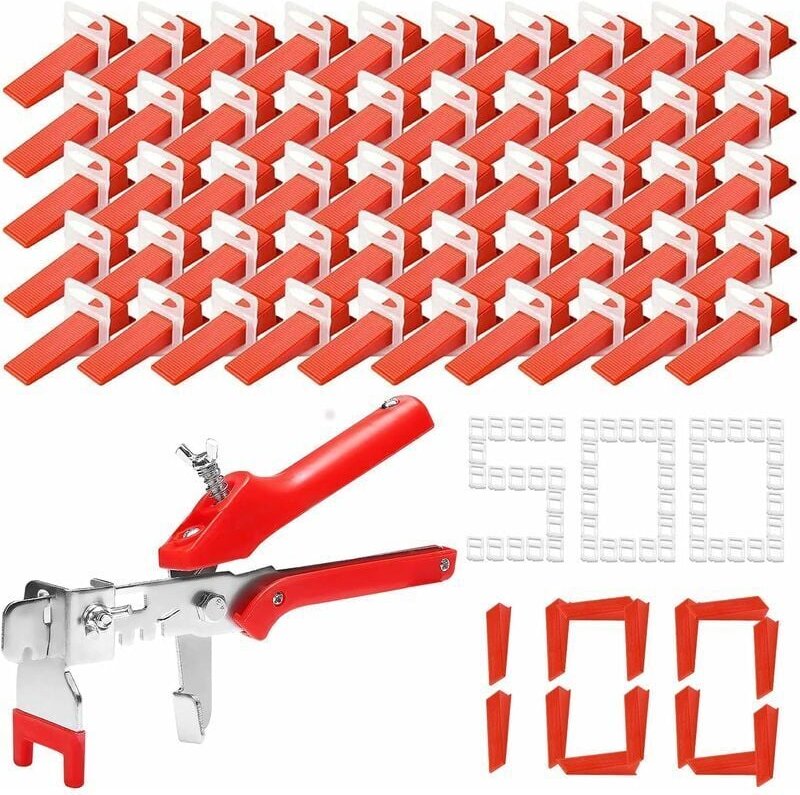 Kit di livellamento per piastrelle da 601 pezzi con 500 morsetti per piastrelle da 2 mm, 100 cunei di livellamento riuti...