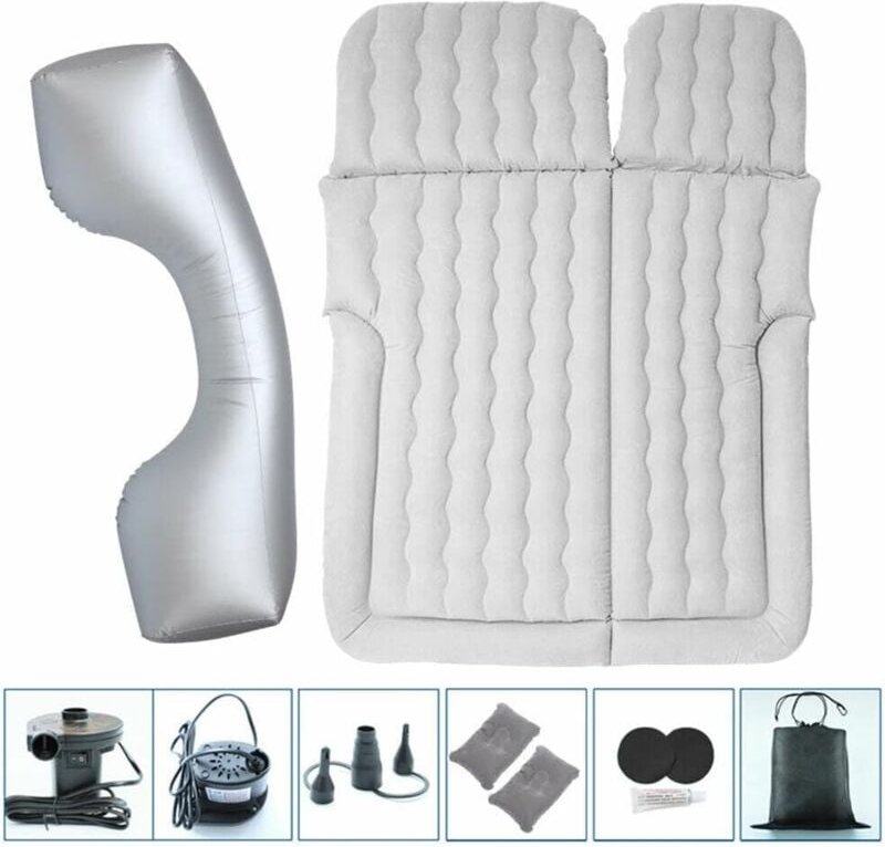 Aufblasbar Luftmatratze Auto Luftbett mit Luftpumpe Reisematratze Campingmatratze Reise Bett Doppelbett Für suv Grau