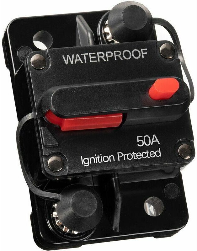 Wasserdichter 50-A-Auto-Leistungsschalter für 12-V-48-V-Gleichstromsysteme, mit Sicherungshalter mit manueller Rückstell...