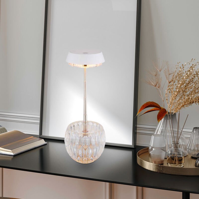 Globo Lighting - Tischlampe Tischleuchte Nachttischleuchte led Touchdimmer Edelstahl Glas h 28 cm