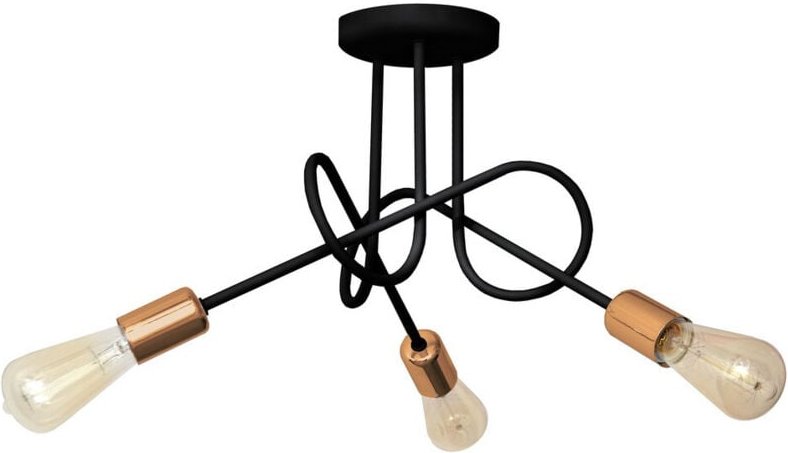 Helam - oxford Halbbündige Deckenleuchte mit mehreren Armen Schwarz, Kupfer 50cm