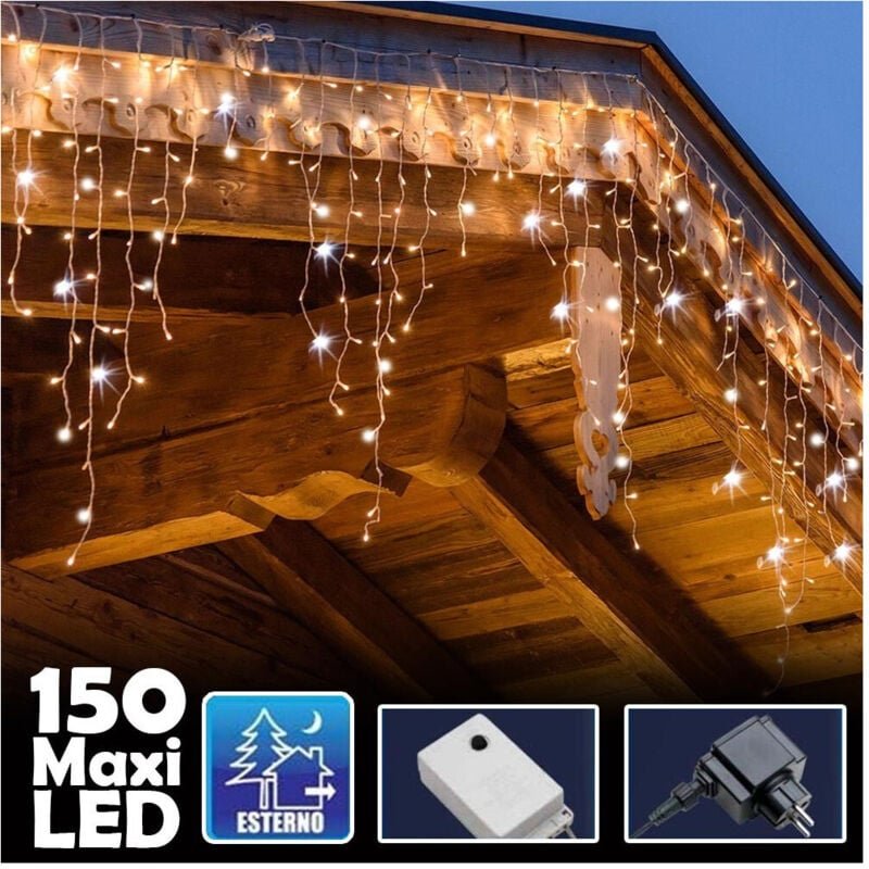 Trade Shop Traesio - Trade Shop - luminosa natalizia 150 leds mit flash bianco caldo 3MT external -