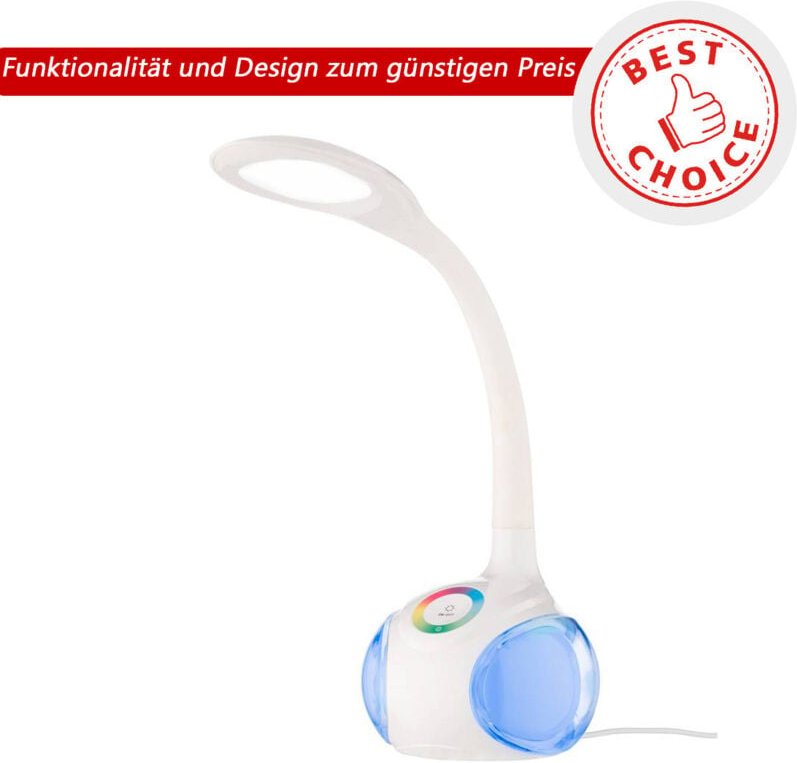 EGLO LED Tischlampe Arcones, Tischleuchte mit Touch, neutralweiß, dimmbar in Stufen, Lampenfuß mit RGB Farbwechsel, Schr...