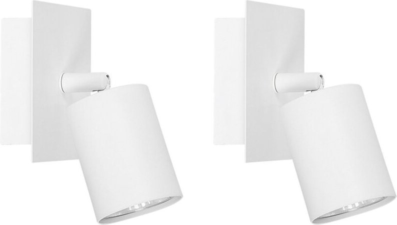 Wandleuchte Weiß Metall 2er Set 2-flammig In Matt Verstellbar Zylinderform Industrie Look Moderne Wandleuchte