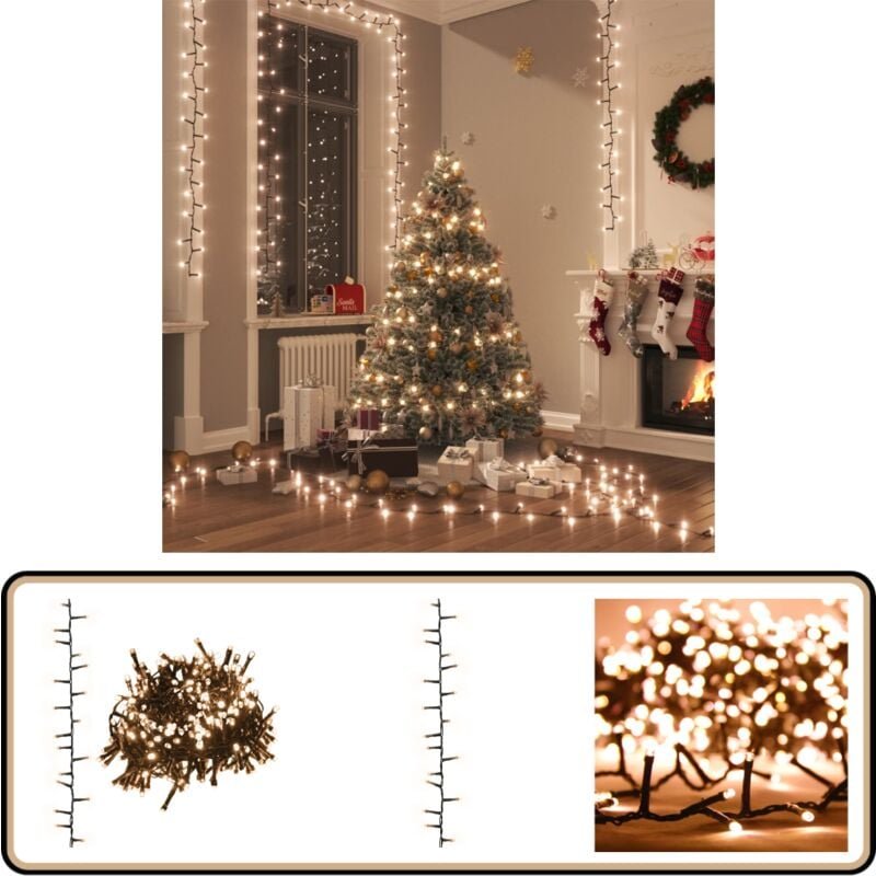 LED-Lichterkette mit 2000 LEDs Warmweiß 45 m pvc - Weihnachtsdeko - Lichterkette - led Beleuchtung - Warmwellig - Grün