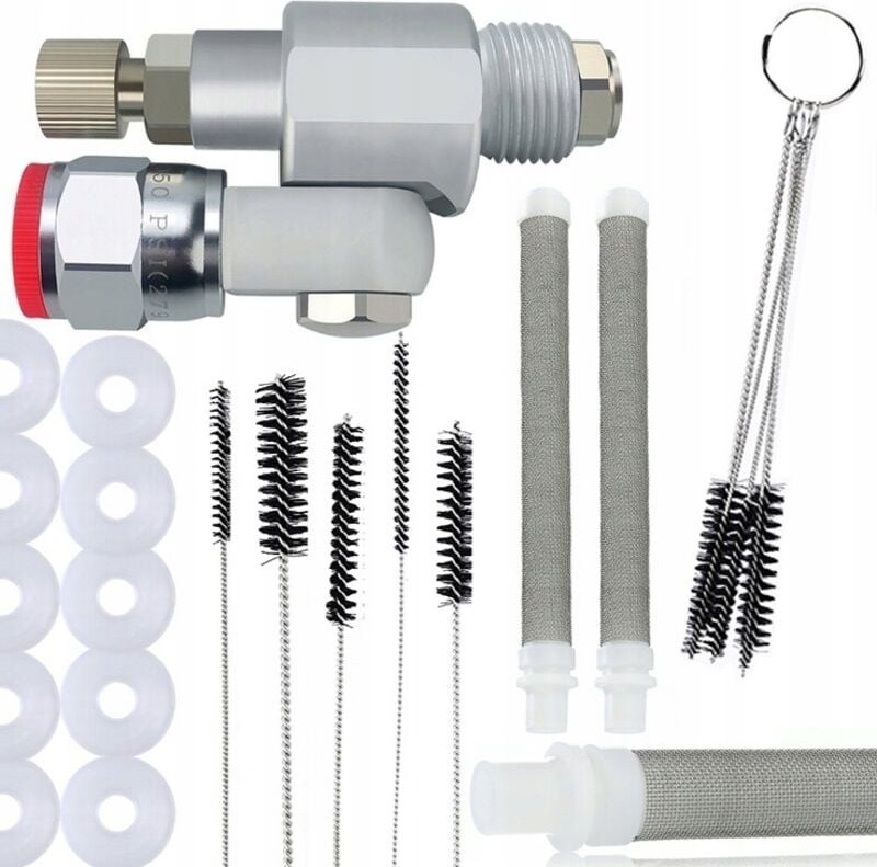 Rosfix Set CleanShot Ventil für Farbspritzgerät – 248 bar, 7/8" Gewinde 10 Dichtungen, 2 Filter 60 Mesh, Reinigungsbürst...