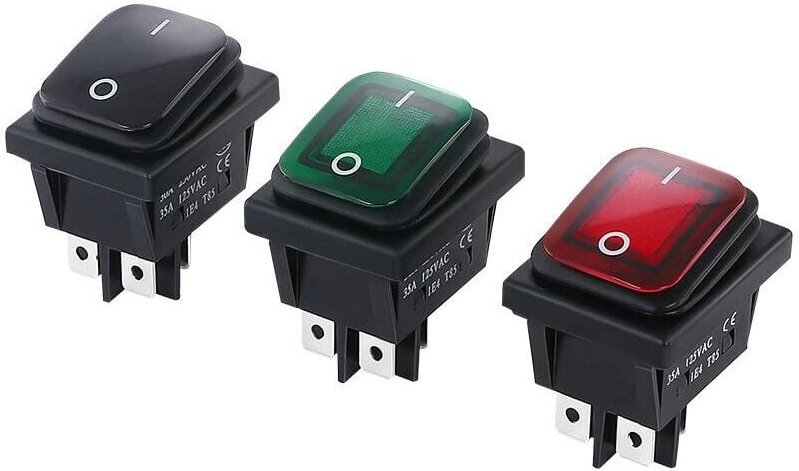 Lichtschalter – 3 Stück wasserdichter EIN/AUS-DPST-Wippschalter, 4-polig, 2-Positionen-Kippschalter, LED-Anzeige, 16 a, ...