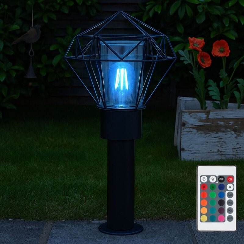 Außenleuchte Stehleuchte Wegelampe Terrassenleuchte Gartenlampe, Edelstahl schwarz Metall, Fernbedienung dimmbar, RGB LE...