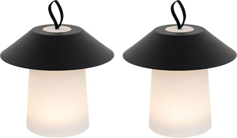 Set mit 2 Tischleuchten Pilz schwarz inkl. wiederaufladbare led - Ivan