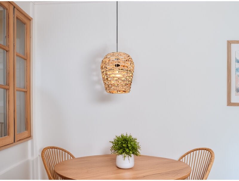 Reality Leuchten - Pendelleuchte jean mit Lampenschirm geflochten aus Wasserhyazinthe, ø 29cm