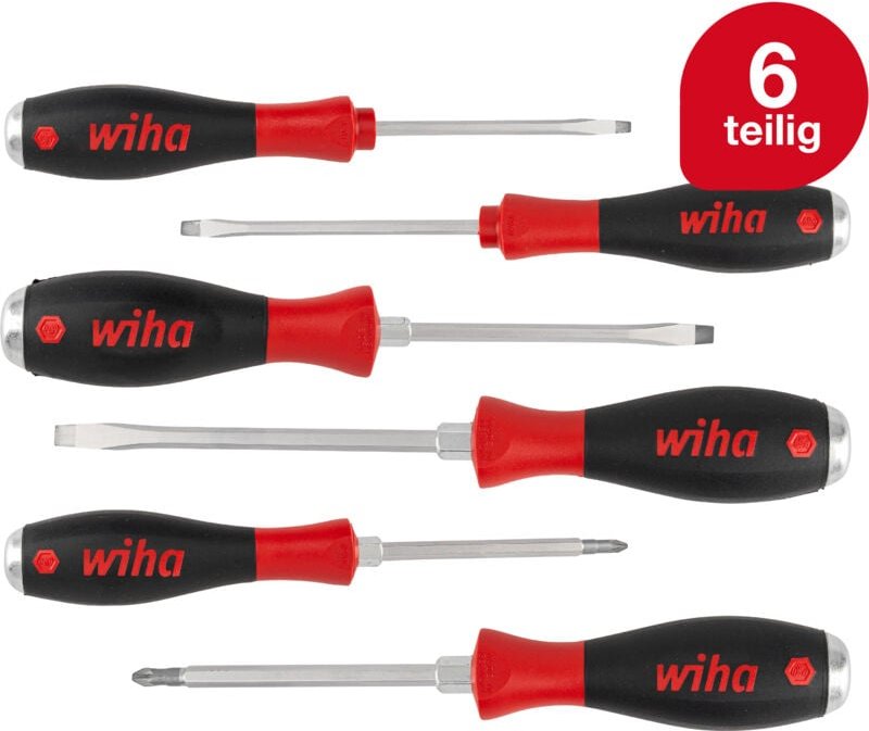 Wiha Schraubendreher Set mit Schlagkappe SoftFinish® (21251) 6 tlg. I Schraubenzieher Satz Alltag, Handwerk, Industrie I...