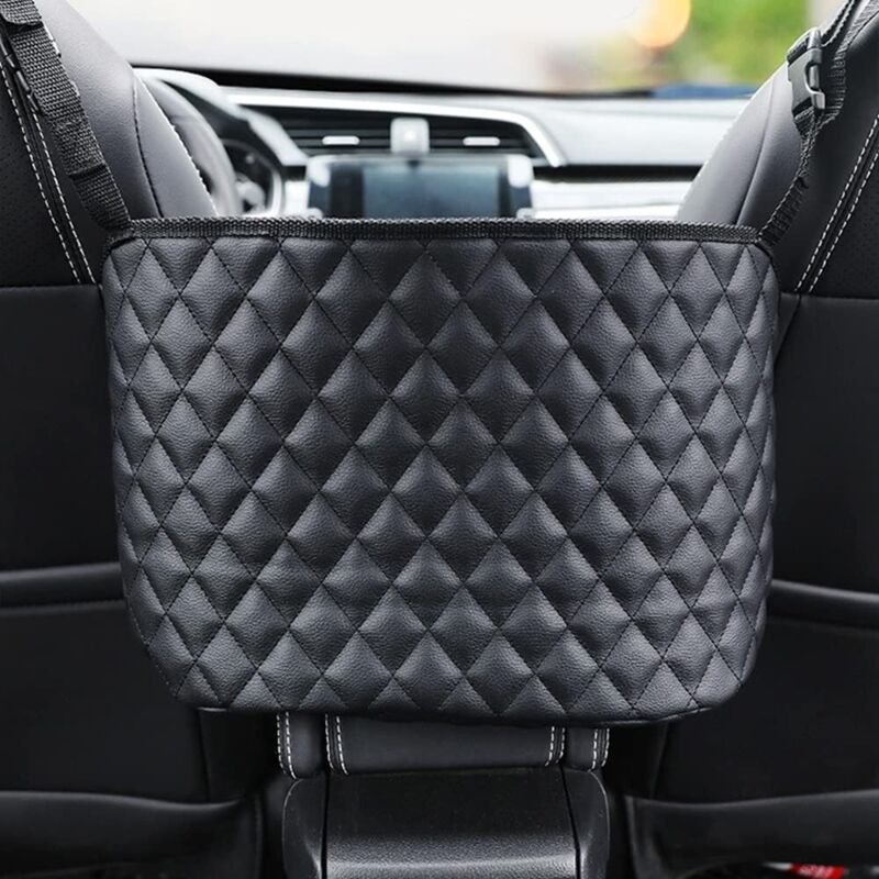 Bolsa de almacenamiento para asiento de coche, soporte para bolso de mano, organizador de respaldo de asiento de cuero d...