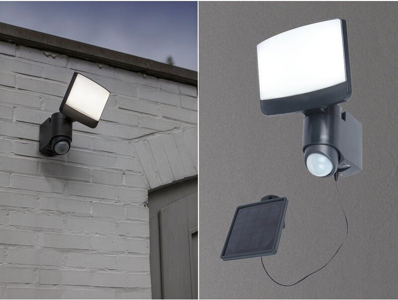 Lutec - led Solar Wandleuchte sunshine mit Bewegungsmelder IP44, Breite 18cm