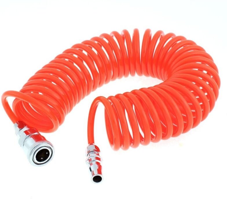 Hochdruck-Luftfeder-Luftschlauch, Teleskopschlauch, 6 m Länge, 6 mm x 4 mm mit Anschlüssen, orange