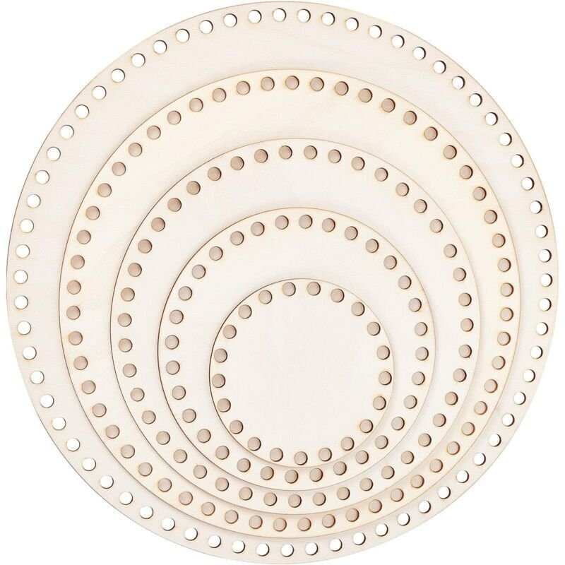 KZQ - Basis aus natürlichem Holz, Cesta mit 5 Tamaños, Cesta de Ganchillo Circular de Madera Para Cestería, Durchmesser ...