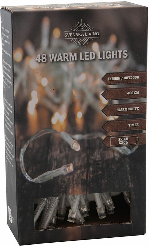 Thumbnail - HIT - Led Lichterkette Batterie Timer 48 Leds für innen und außen