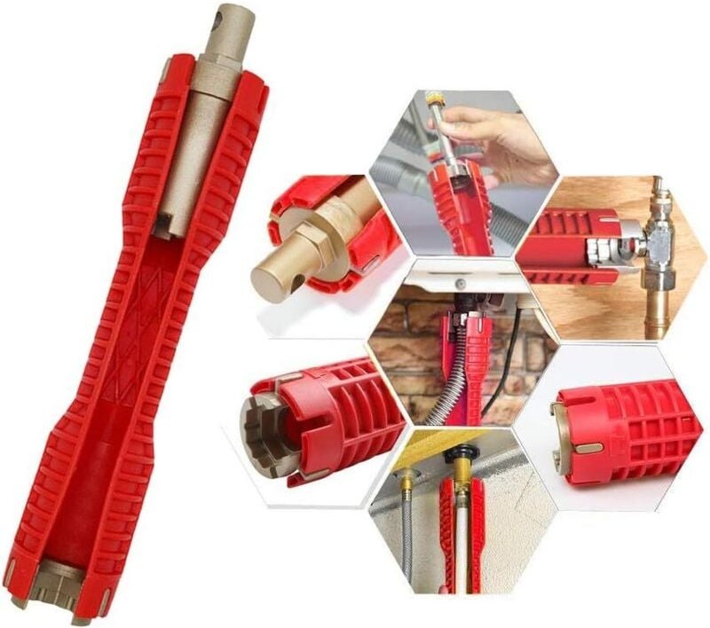 (8-in-1) Wasserhahn- und Waschbecken-Montage, Mehrzweckschlüssel für Toilettenschüssel, Waschbecken, Badezimmer, Küche, ...