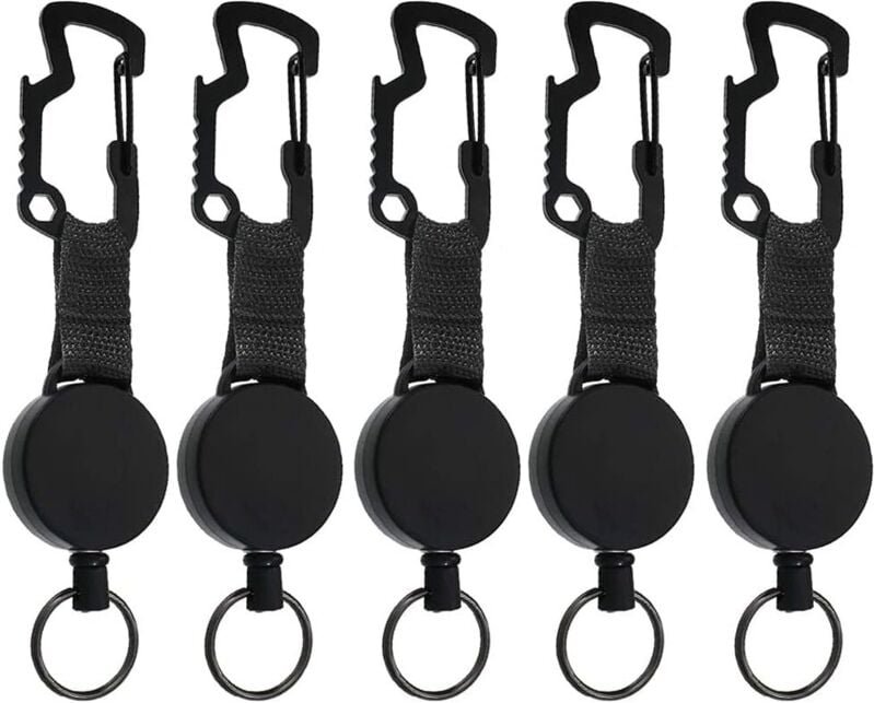 Einziehbarer Schlüsselanhänger, 5 Stück, einziehbarer Schlüsselanhänger, Ausweishalter, einziehbare Spule, einziehbare S...