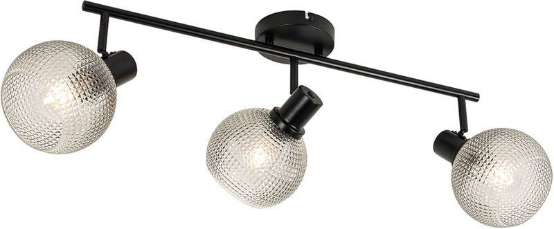 Design-Spot schwarz mit Rauchglas 3-flammig - Chico
