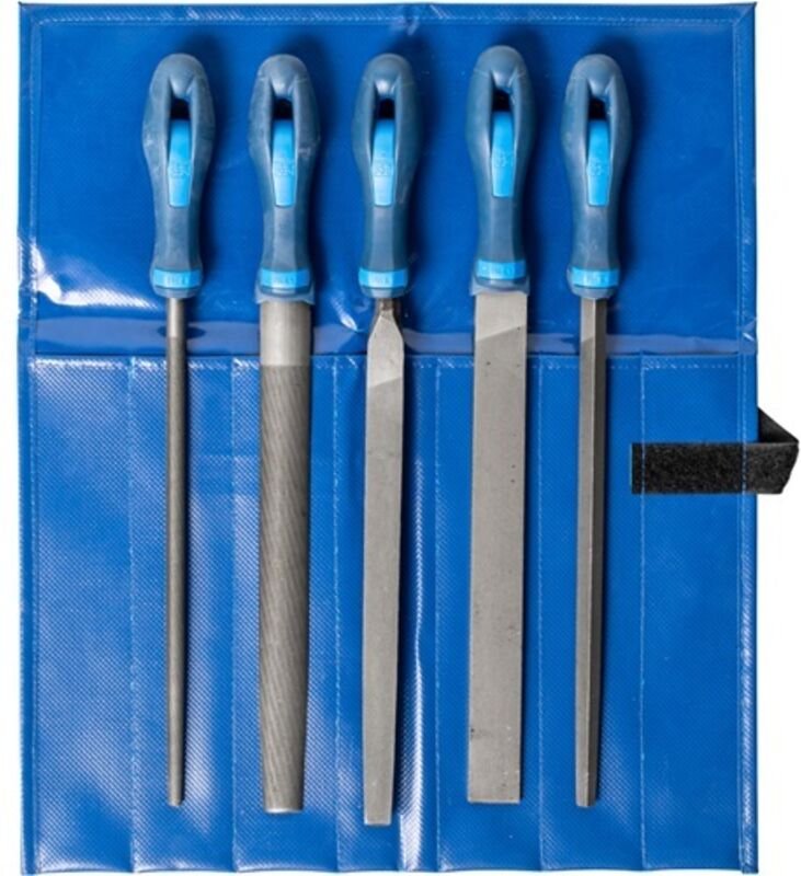Werkstattfeilen-Set wr 5-tlg. in Rolltasche 250mm Hieb 3 für Feinbearbeitung, Schlichten - Pferd
