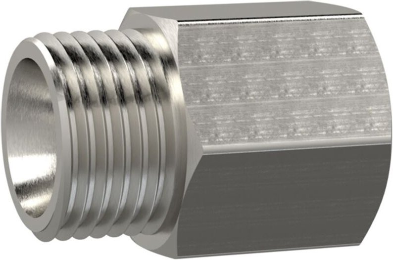 Riegler Reduziernippel, lang, G 3/8 a., G 1/4 i., SW 19, Edelstahl 1.4571