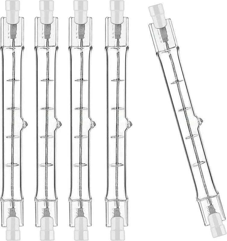 5er Pack R7S Halogenlampe 118mm 200W 230V, R7S Halogenstab 118mm, Halogenbirne r7s dimmbar Halogenstablampe für Baustrah...
