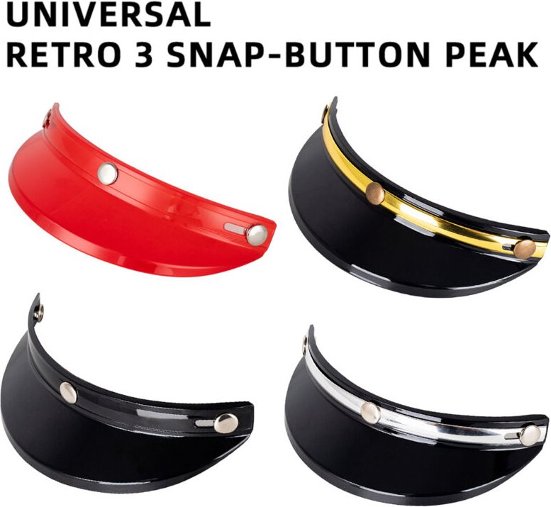 Eosnow Helmschirm Schild 3 Druckknopf-Visier hochklappbares Wind-offenes Gesicht 3/4 Retro-Motorrad-Sonnenschutz