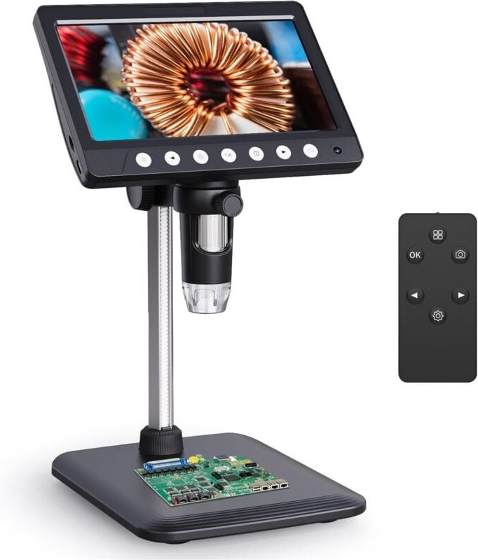 7-Zoll-Digitalmikroskop mit HD-Bildschirm für Erwachsene, 500-faches Münzmikroskop mit 8 LEDs und wiederaufladbarem Akku...