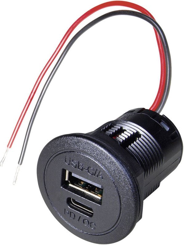 Power usb-c®/a Doppelsteckdose pd/qc ohne led Belastbarkeit Strom max.=2.2 a 12 - 24 v/dc - Procar