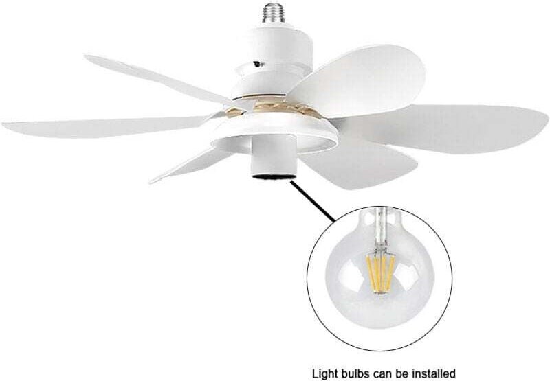 Deckenventilator mit Licht und Fernbedienung, kleine, leise Deckenleuchte, 3 Geschwindigkeiten (ohne Glühbirne) - Ulisem