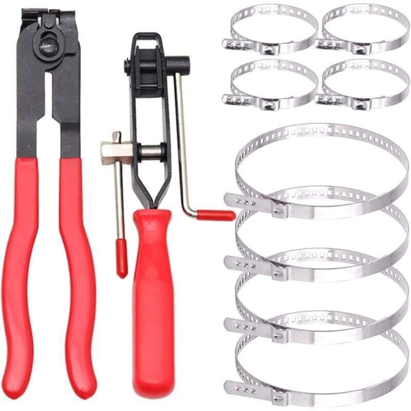 Set di 10 pinze per fascette stringitubo, pinze per fascette stringitubo universali, include 2 utensili, 8 fascette di c...