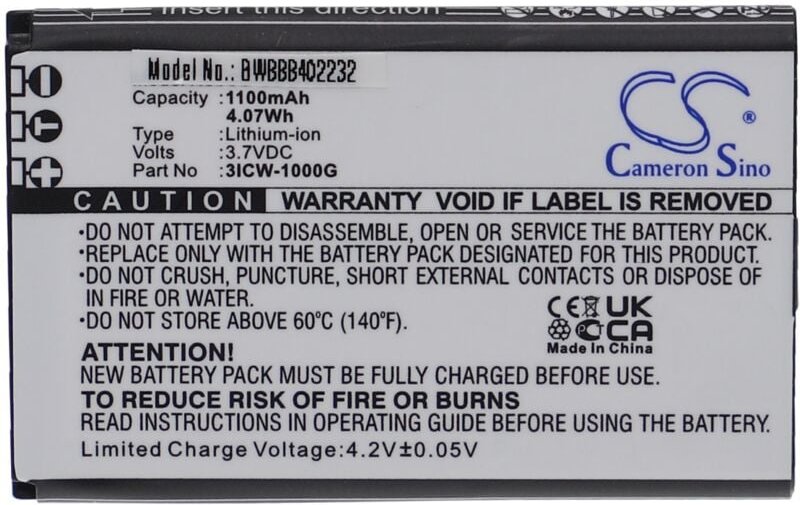 Vhbw - 1x Akku kompatibel mit UniData / Incom ICW-1000G, wlan sip phone schnurlos Festnetz Telefon, sip Telefon (1100 mA...