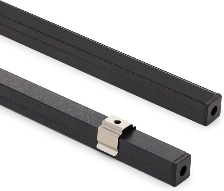 Aluminiumprofil Aufbau für LED Streifen bis 8 mm mit durchgehender Abdeckung Schwarz 2 m Schwarz transluzent