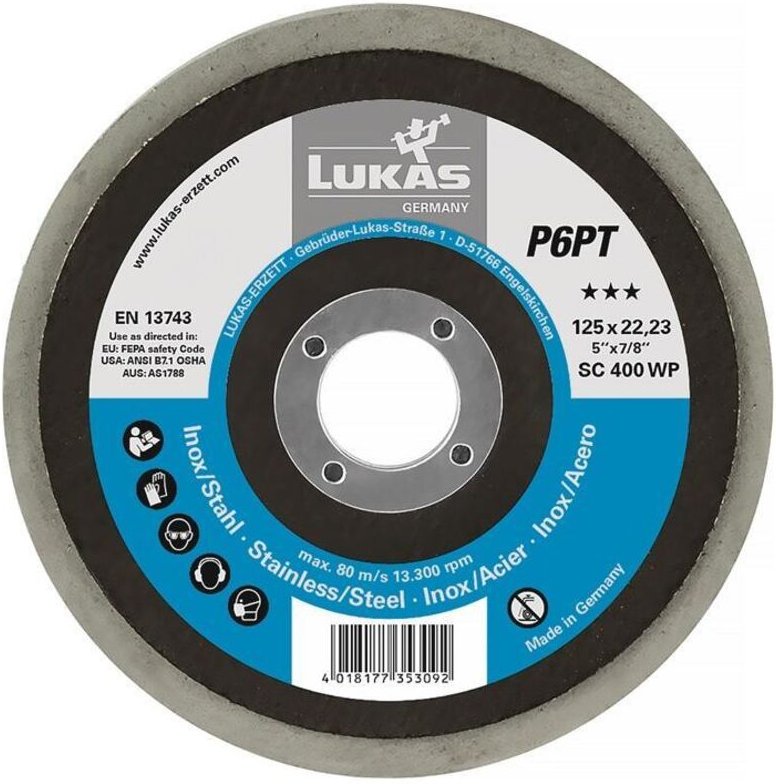 Lukas - Polierteller P6PT ø 125 mm Bohrungs-Ø 22,23 mm p 400 very fine weiß