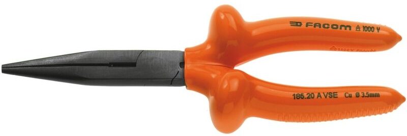 FACOM Flachrundzange 1000V isoliert 200 mm, lange gerade Backen